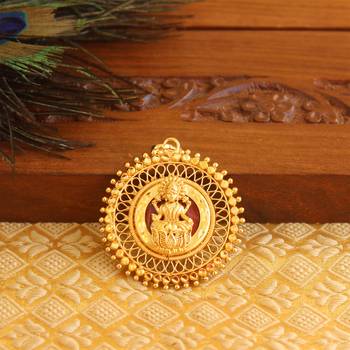 Kerala style gold platted lakshmi palakka pendant 1