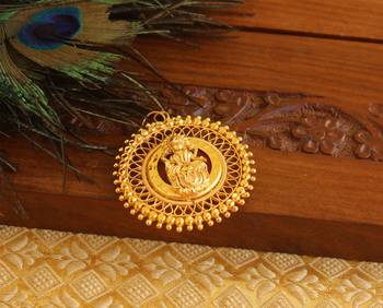 Kerala style gold platted lakshmi palakka pendant 2
