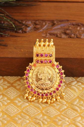 Kerala style gold platted lakshmi kasu pendant