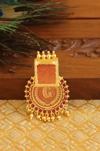 Kerala style gold platted lakshmi kasu pendant
