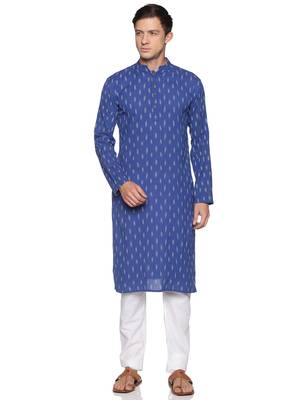 Paroksh woven design mandarin collar pure cotton kurta 4
