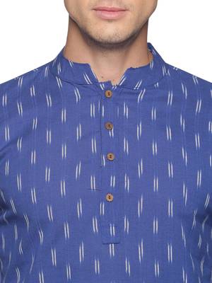 Paroksh woven design mandarin collar pure cotton kurta 5
