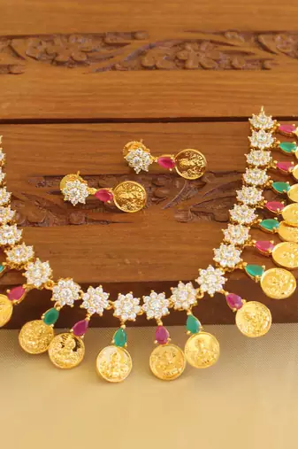 Gold platted cz necklace set