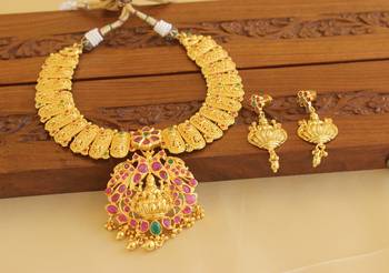 multicolor alloy temple jewellery set with gold plated work 1