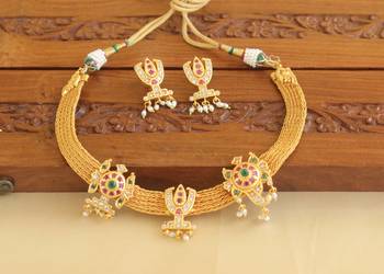 Gold platted temple ruby necklace set 1
