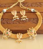 Gold platted temple ruby necklace set