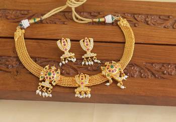 Gold platted temple ruby necklace set 2