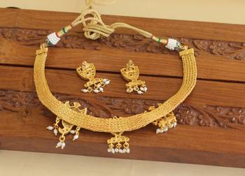 Gold platted temple ruby necklace set 3