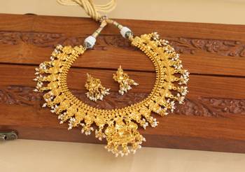 Gold platted temple peacock ruby necklace set 4