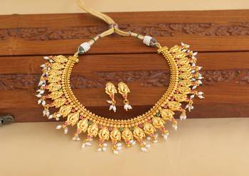 Gold platted ganesh ruby necklace set 1