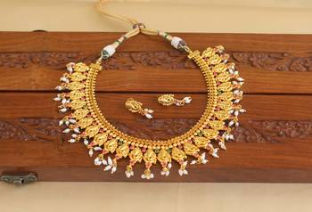 Gold platted ganesh ruby necklace set 2