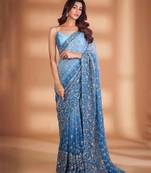 Soft Georgette Fabric Embroidery Sequence Saree
