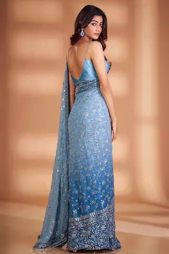 Soft Georgette Fabric Embroidery Sequence Saree