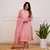 Peach Rayon Slub Embroidered work Straight cut Kurta Pant and Dupatta Set