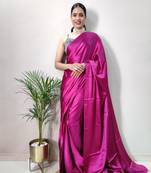 Rani Colour Pure Satin Silk pearl and cutdana tassels ready to wear Saree
