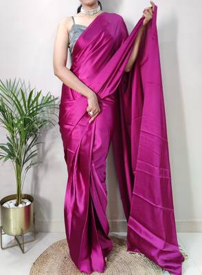 Rani Colour Pure Satin Silk pearl and cutdana tassels ready to wear Saree 2