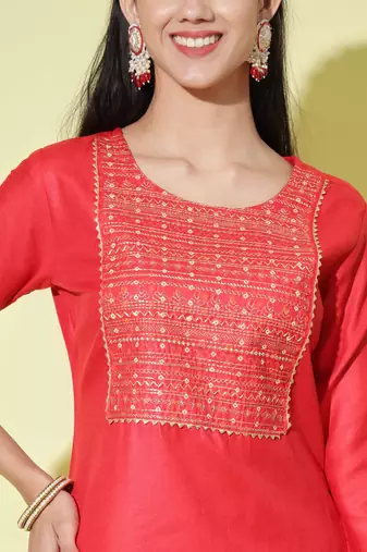  women cotton blend kurta pant set