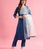  women cotton blend kurta pant set