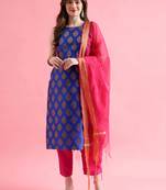  women cotton blend kurta pant set