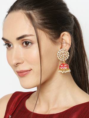 traditional blue meenakari work peacock jhumki earrings with artificial pearls for women (cer1109724glblu) 2