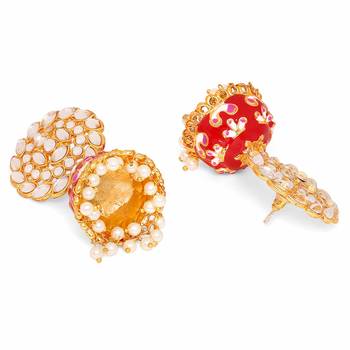 traditional blue meenakari work peacock jhumki earrings with artificial pearls for women (cer1109724glblu) 3