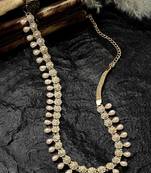 Sasha gold plated kamarband waist belt antique vaddanam studded with cz stones, adjustable size
