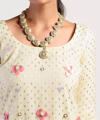 floral ivory lime yellow gharrara set 6