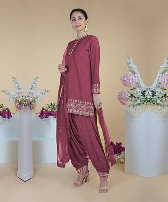 Chianti Wine Zardozi Hand Embroidered Salwar Suit 1