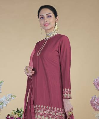Chianti Wine Zardozi Hand Embroidered Salwar Suit 2