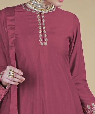 Chianti Wine Zardozi Hand Embroidered Salwar Suit 3