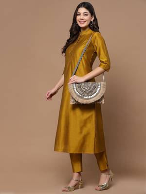 sisal baked beige & multi embellished jute sling bag 2