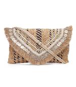 sisal baked beige & multi embellished jute sling bag
