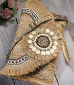 sisal baked beige & multi embellished jute sling bag