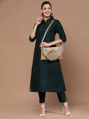 sisal baked beige & multi embellished jute sling bag 2