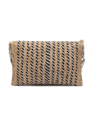 sisal baked beige & multi embellished jute sling bag 4