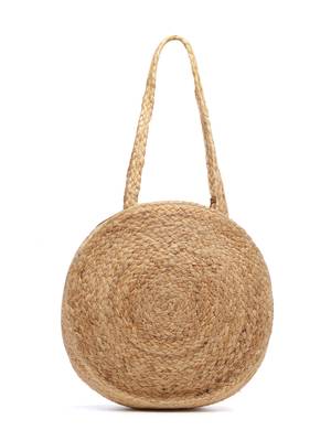 sisal baked beige & gold harlequin printed & embellished jute shoulder bag 4