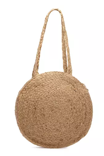 sisal baked beige & black harlequin printed & embellished jute shoulder bag