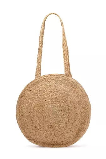 sisal baked beige & silver mandala printed jute tote bag