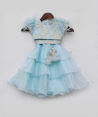 Blue Thread Embroidery Choli And Blue Organza Lehenga Dupatta 2
