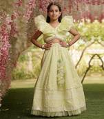 Green Embroidered Lehenga Choli For Girls