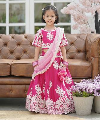 Pink Lehenga Choli and Pink Organza Dupatta 1