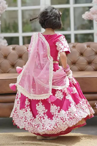 Pink Lehenga Choli and Pink Organza Dupatta