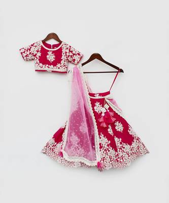 Pink Lehenga Choli and Pink Organza Dupatta 3