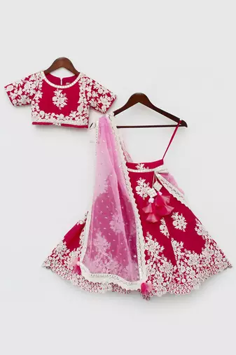 Pink Lehenga Choli and Pink Organza Dupatta