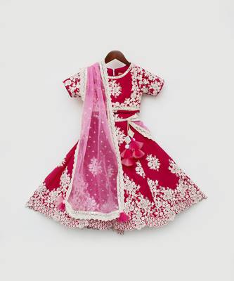 Pink Lehenga Choli and Pink Organza Dupatta 4