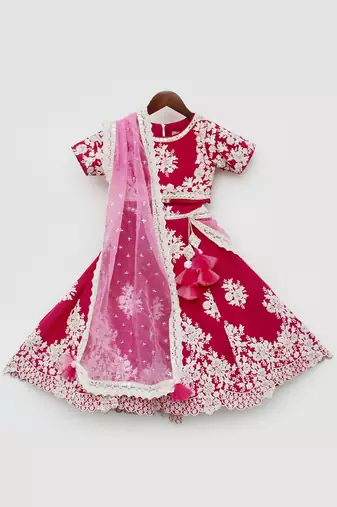 Pink Lehenga Choli and Pink Organza Dupatta