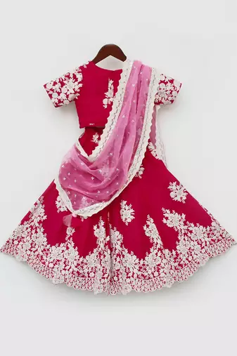 Pink Lehenga Choli and Pink Organza Dupatta