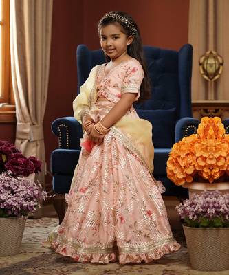 Peach Kotta Printed Lehenga Choli and Dupatta 2