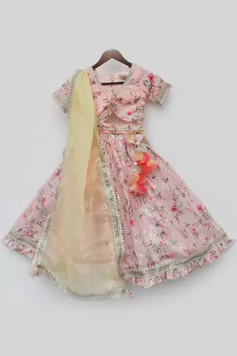 Peach Kotta Printed Lehenga Choli and Dupatta