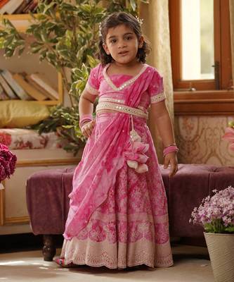 Pink Tie and Dye Lehenga Choli and Dupatta 1